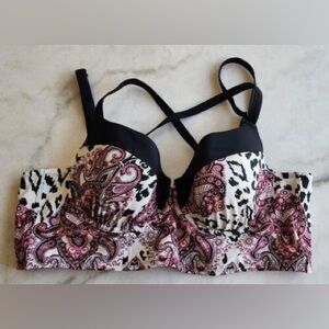 💕 Lane Bryant Cacique Bikini Top 44DD Leopard Paisley Print